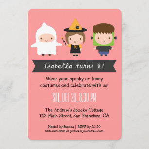 Chevron Kids Halloween Birthday Party Invitations