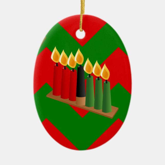 chevron kwanzaa ceramic tree decoration (Front)