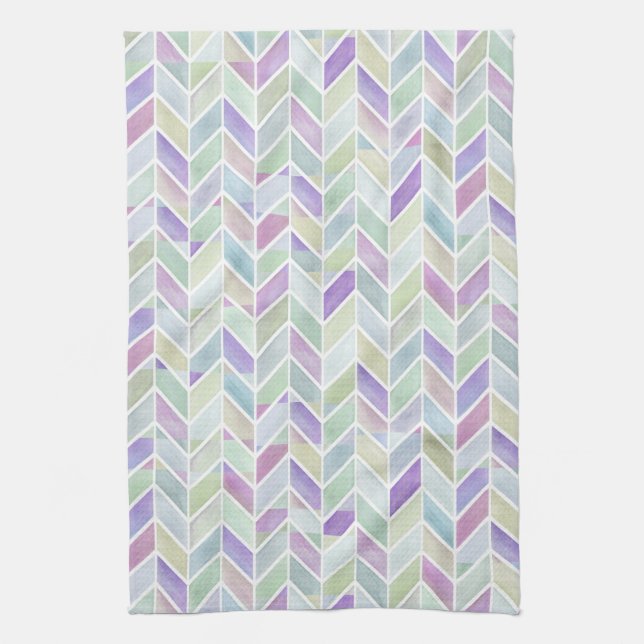 Chevron Lavender Lime Tea Towel (Vertical)