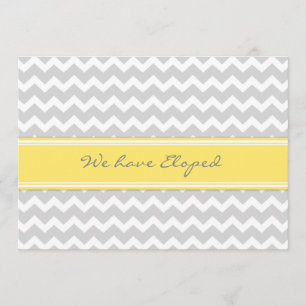 Chevron Lemon Grey Elopement Announcement Cards