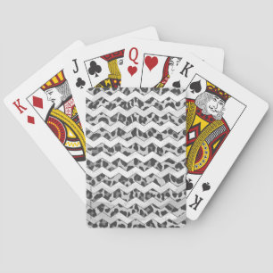 Chevron Leopard Gray and Light Gray Print Playing Cards