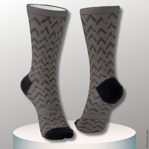 Chevron Light Gray and Dark Grey Name Socks
