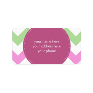 Chevron Light Pink Green Monogram Circle Stitches Label
