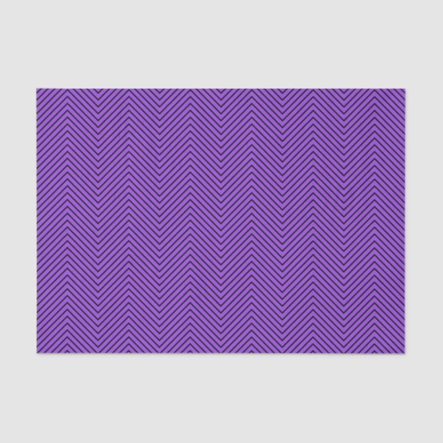 Chevron Line Tissue Paper - Black on Purple (Front)