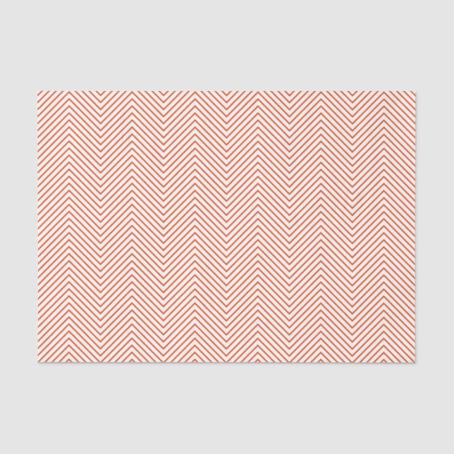 Chevron Line Tissue Paper - Bright Orange on White (Front)