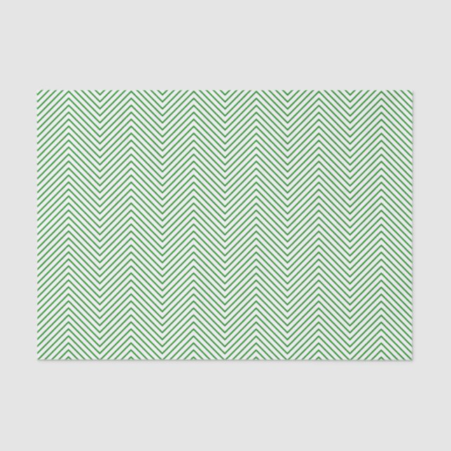 Chevron Line Tissue Paper - Green on White (Front)