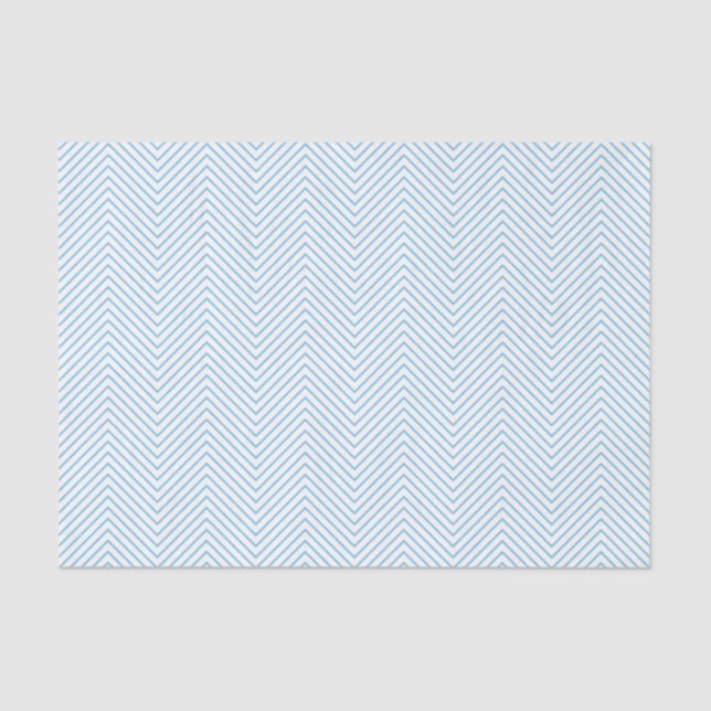 Chevron Line Tissue Paper - Light Blue on White (Front)