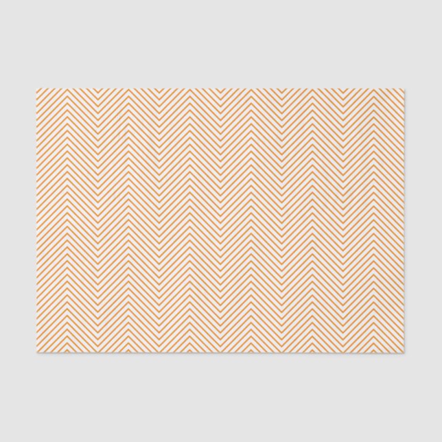 Chevron Line Tissue Paper - Orange on White (Front)