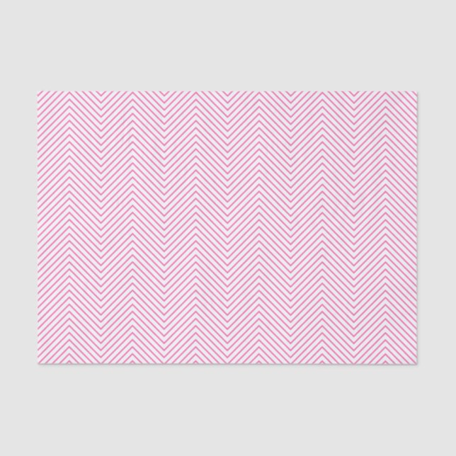 Chevron Line Tissue Paper - Pink on White (Front)