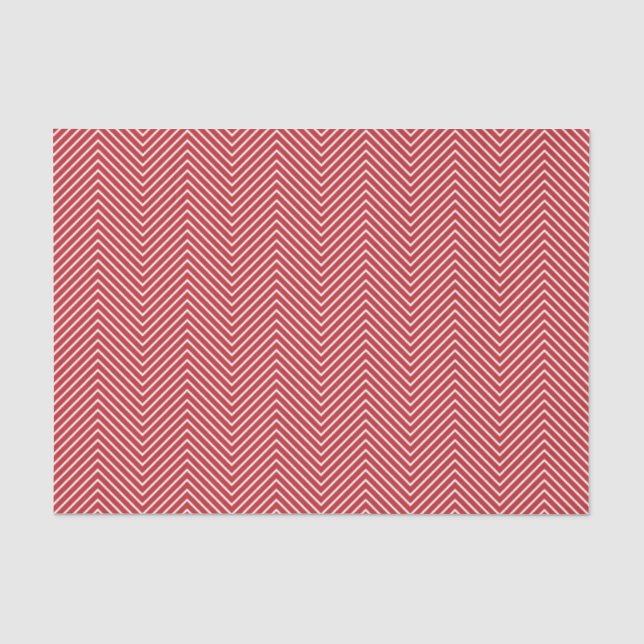 Chevron Line Tissue Paper - White on Dark Red (Front)