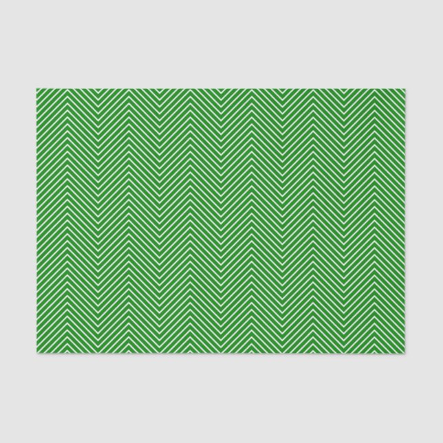 Chevron Line Tissue Paper - White on Green (Front)
