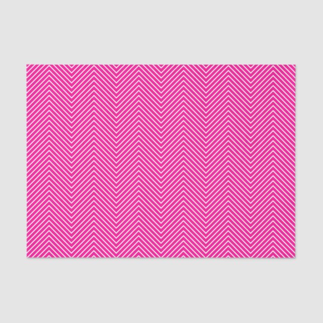 Chevron Line Tissue Paper - White on Hot Pink (Front)