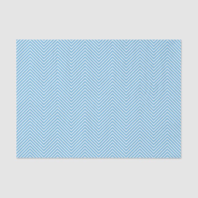 Chevron Line Tissue Paper - White on Light Blue (Front)