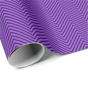 Chevron Line Wrapping Paper - Black on Purple