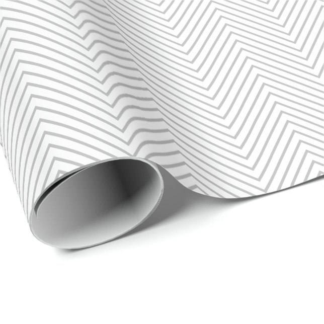 Chevron Line Wrapping Paper - Grey on White (Roll Corner)