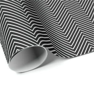 Chevron Line Wrapping Paper - White on Black