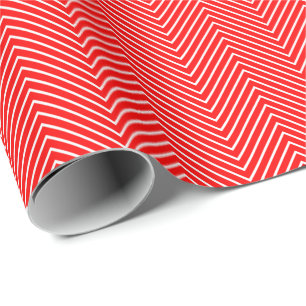 Chevron Line Wrapping Paper - White on Red
