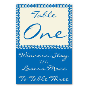 Chevron Linen Bunco Table Card #1