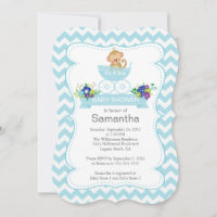 Chevron Monkey In Carriage Boys Baby Shower