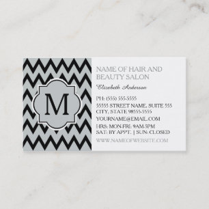 Chevron Monogram Hair Beauty Business Card