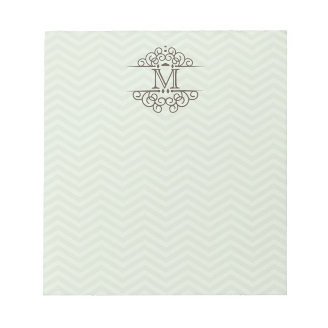 Chevron Monogram Personalised To Do Notepad | Mint (Front)