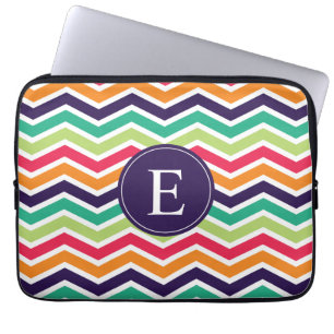 Chevron Monogram Purple Green Pink Orange Laptop Sleeve