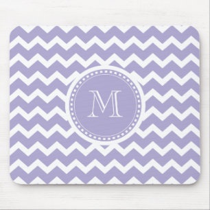 Chevron Monogram Retro Purple and White Mouse Mat