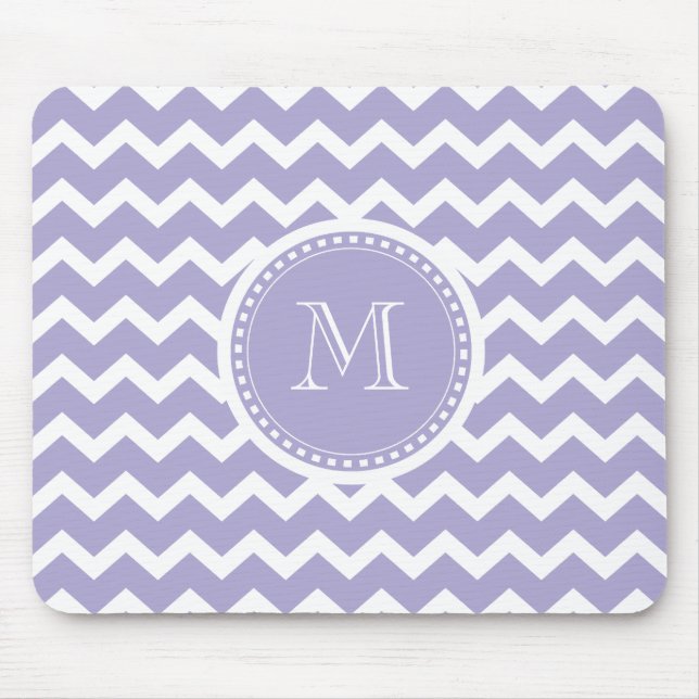 Chevron Monogram Retro Purple and White Mouse Mat (Front)