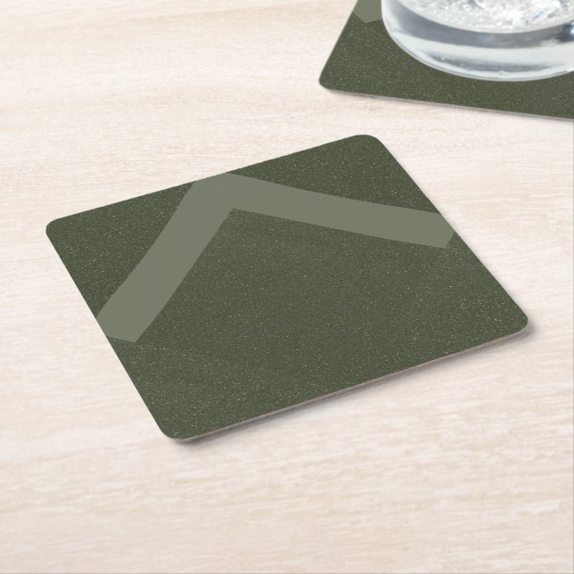 Chevron Moss Green Paper Coaster (Angled)