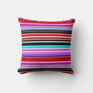 Chevron Multi Coloured Zigzag Stripes Art Design Cushion
