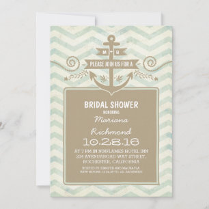 Chevron nautical anchor bridal shower invites