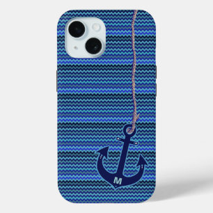 chevron nautical blue anchor iPhone 15 case