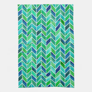 Chevron Navy Leaf Tea Towel