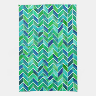 Chevron Navy Leaf Tea Towel