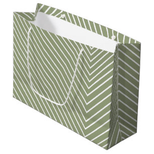 Chevron olive green and white large gift bag