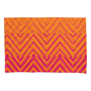 Chevron Ombre Stencil   hot pink orange Pillowcase