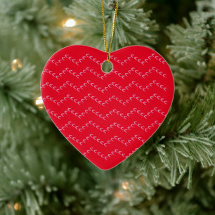 Chevron Pastel Purple Hearts Red Ornament