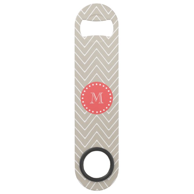 Chevron Pattern 2A Monogram Beige Coral (Front)