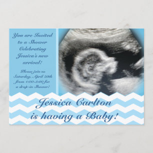 Chevron Pattern Baby Boy Shower Invitations