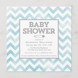 Chevron pattern Baby Shower invitation, aqua Invitation