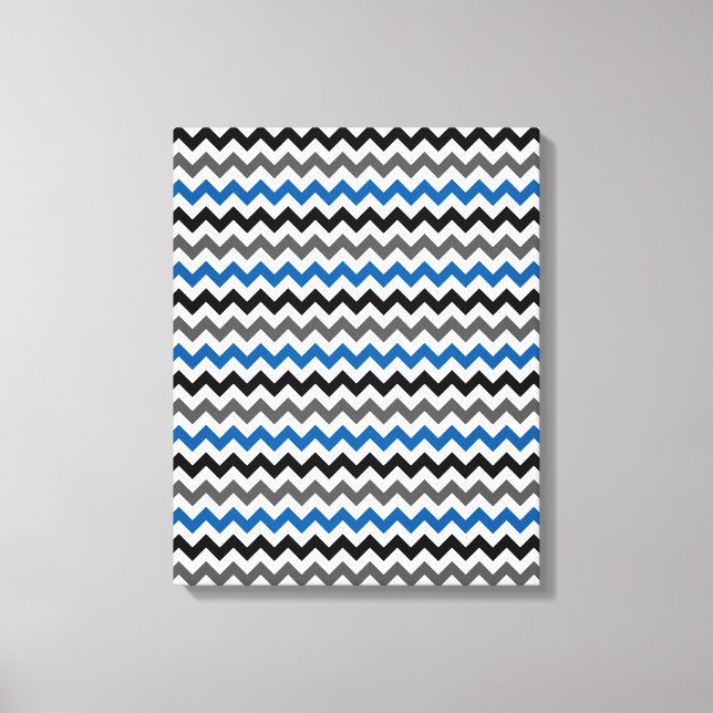 Chevron Pattern Background Blue Grey Black White Canvas Print (Front)