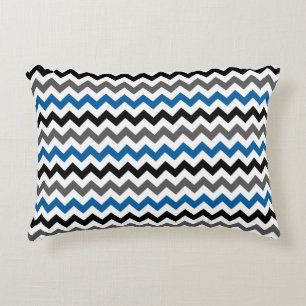 Chevron Pattern Background Blue Grey Black White Decorative Cushion