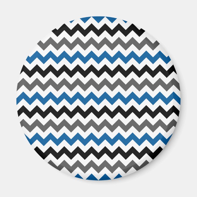 Chevron Pattern Background Blue Grey Black White Magnet (Front)