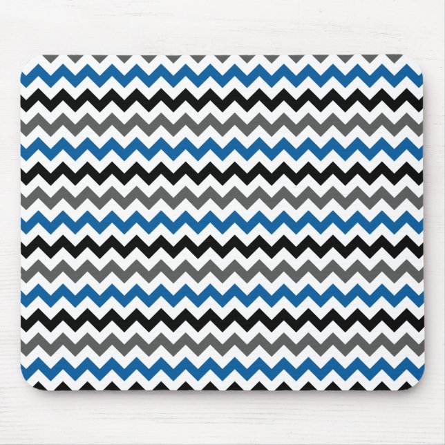 Chevron Pattern Background Blue Grey Black White Mouse Mat (Front)