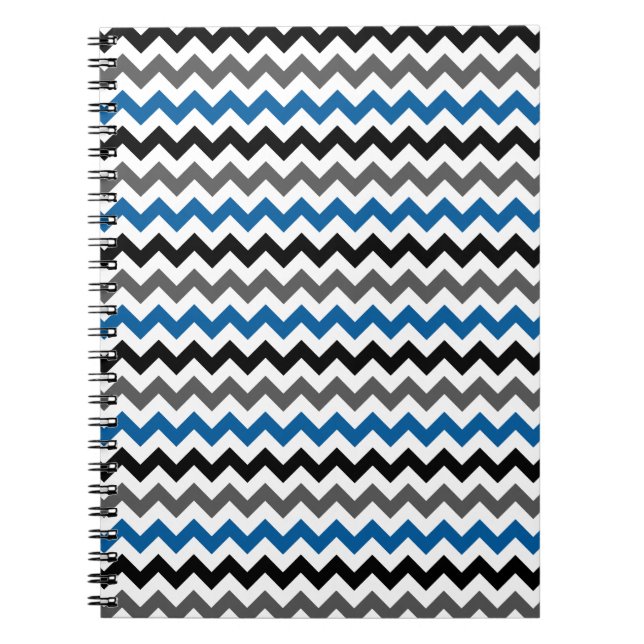 Chevron Pattern Background Blue Grey Black White Notebook (Front)
