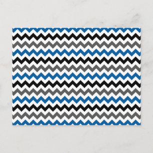 Chevron Pattern Background Blue Grey Black White Postcard