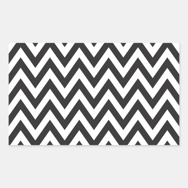 Chevron Pattern Black White Geometric Art Designs Rectangular Sticker (Front)