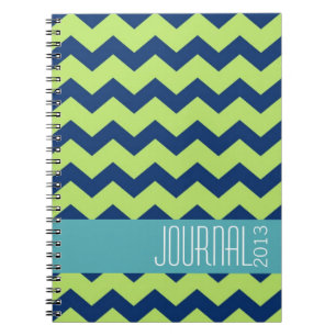 Chevron pattern blue green modern personal journal