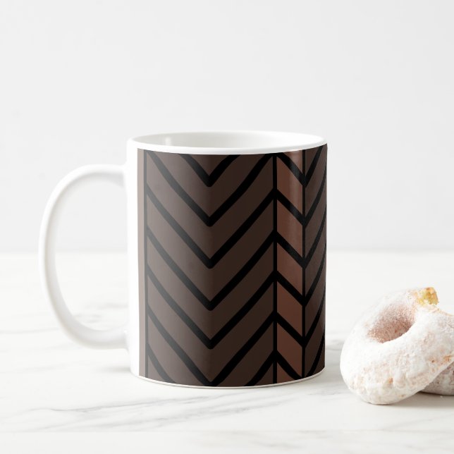 Chevron Pattern Brown Coffee Mug (With Donut)