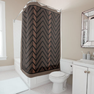 Chevron Pattern Brown Shower Curtain